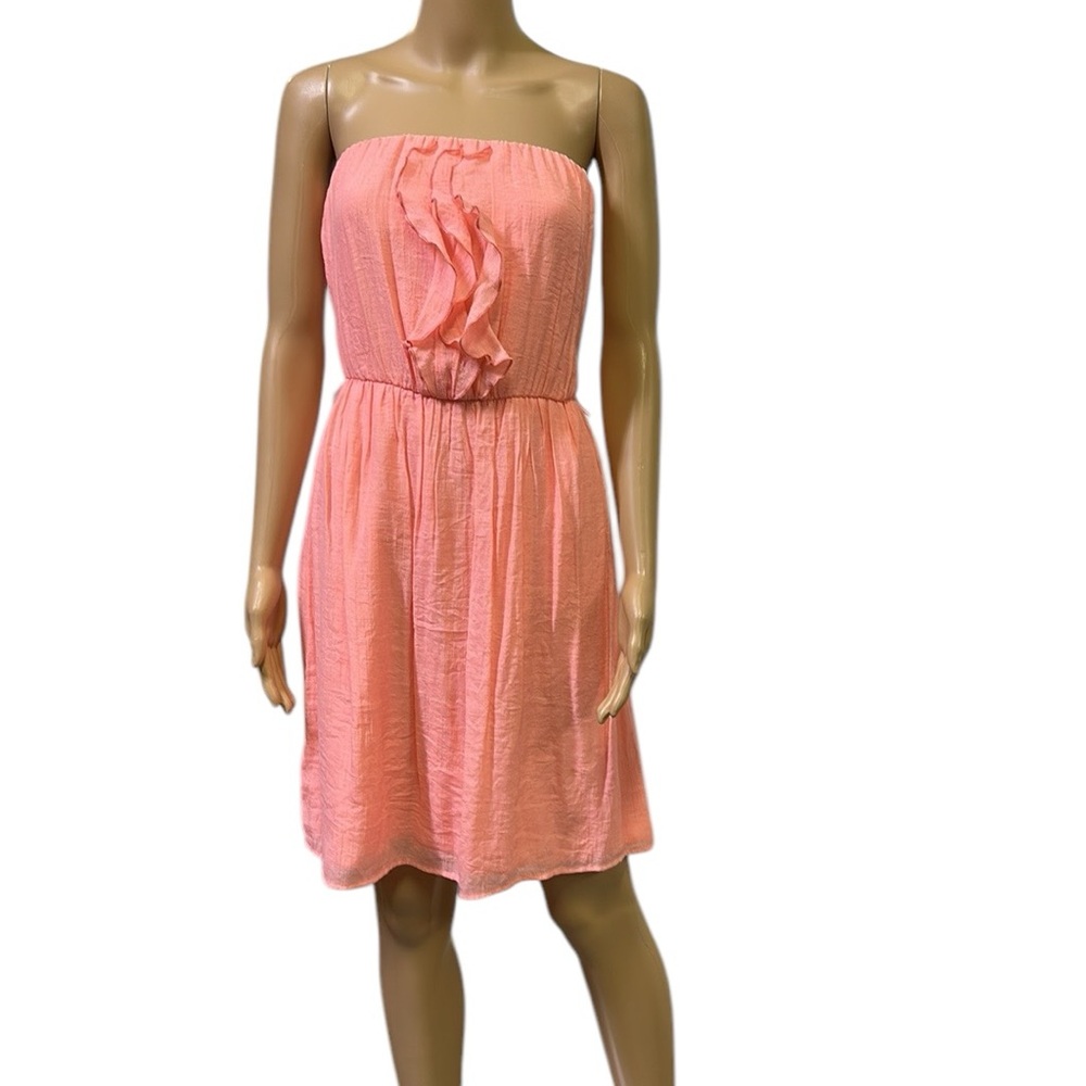Maurices Coral Rayon Strapless Elastic Waist Ruffled Flowy Lined Dress Womens M